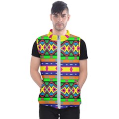 Distorted Colorful Shapes And Stripes                                         Men s Puffer Vest by LalyLauraFLM