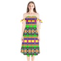 Distorted colorful shapes and stripes                                 Shoulder Tie Bardot Midi Dress View1