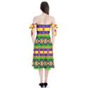 Distorted colorful shapes and stripes                                 Shoulder Tie Bardot Midi Dress View2