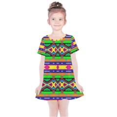 Distorted Colorful Shapes And Stripes                                        Kids  Simple Cotton Dress by LalyLauraFLM