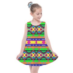 Distorted Colorful Shapes And Stripes                                      Kids  Summer Dress