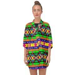 Distorted Colorful Shapes And Stripes                                      Half Sleeve Chiffon Kimono by LalyLauraFLM