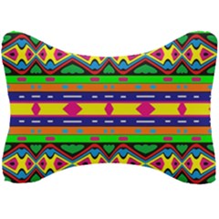 Distorted Colorful Shapes And Stripes                                    Seat Head Rest Cushion