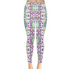 Colorful Modern Floral Baroque Pattern 7500 Leggings  by dflcprints