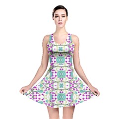 Colorful Modern Floral Baroque Pattern 7500 Reversible Skater Dress by dflcprints