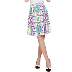 Colorful Modern Floral Baroque Pattern 7500 A-line Skirt by dflcprints