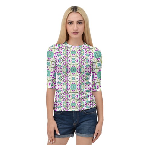 Colorful Modern Floral Baroque Pattern 7500 Quarter Sleeve Raglan Tee by dflcprints