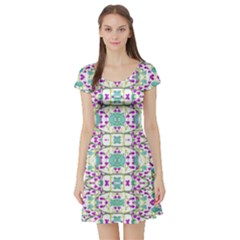 Colorful Modern Floral Baroque Pattern 7500 Short Sleeve Skater Dress by dflcprints