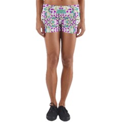 Colorful Modern Floral Baroque Pattern 7500 Yoga Shorts by dflcprints