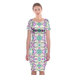 Colorful Modern Floral Baroque Pattern 7500 Classic Short Sleeve Midi Dress by dflcprints