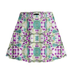 Colorful Modern Floral Baroque Pattern 7500 Mini Flare Skirt by dflcprints