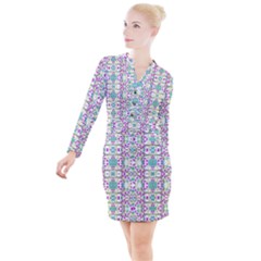 Colorful Modern Floral Baroque Pattern 7500 Button Long Sleeve Dress by dflcprints