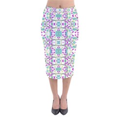 Colorful Modern Floral Baroque Pattern 7500 Velvet Midi Pencil Skirt by dflcprints