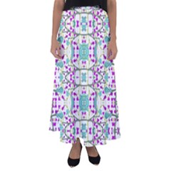 Colorful Modern Floral Baroque Pattern 7500 Flared Maxi Skirt by dflcprints