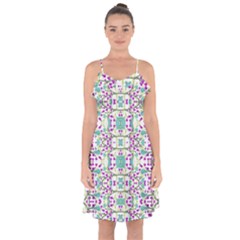 Colorful Modern Floral Baroque Pattern 7500 Ruffle Detail Chiffon Dress by dflcprints