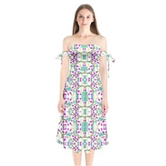 Colorful Modern Floral Baroque Pattern 7500 Shoulder Tie Bardot Midi Dress by dflcprints