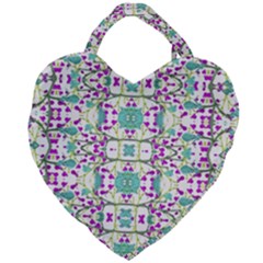 Colorful Modern Floral Baroque Pattern 7500 Giant Heart Shaped Tote by dflcprints