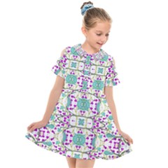 Colorful Modern Floral Baroque Pattern 7500 Kids  Short Sleeve Shirt Dress