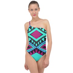 Ovals And Rhombus                                         Classic One Shoulder Swimsuit