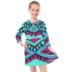 Ovals And Rhombus                             Kids  Quarter Sleeve Shirt Dress by LalyLauraFLM