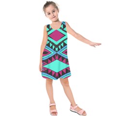 Ovals And Rhombus                                         Kid s Sleeveless Dress by LalyLauraFLM