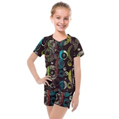 Circles Texture                                          Kids  Mesh Tee And Shorts Set