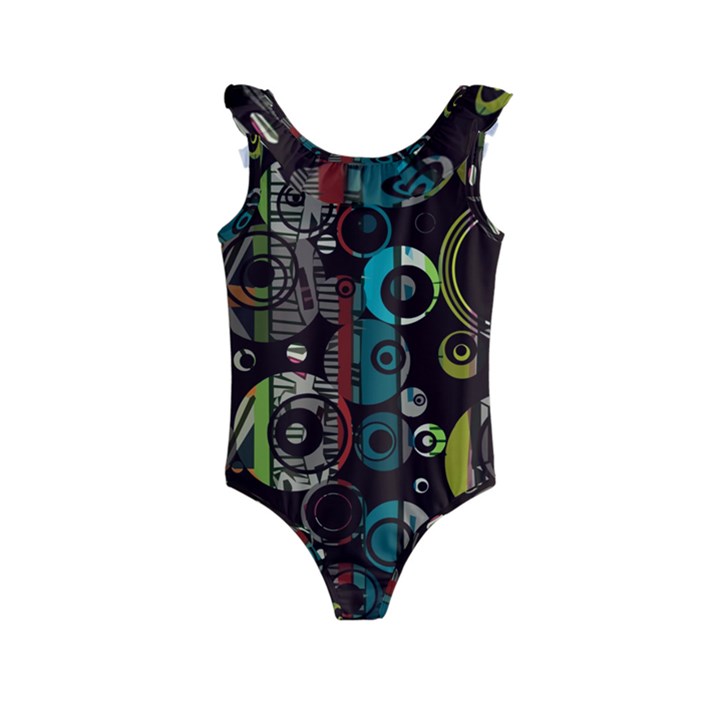 Circles texture                                    Kids  Frill Swimsuit