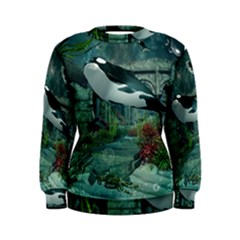 Wonderful Orca In Deep Underwater World Women s Sweatshirt by FantasyWorld7