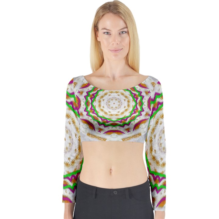 Fauna In Bohemian Midsummer Style Long Sleeve Crop Top