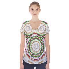 Fauna In Bohemian Midsummer Style Short Sleeve Front Detail Top by pepitasart