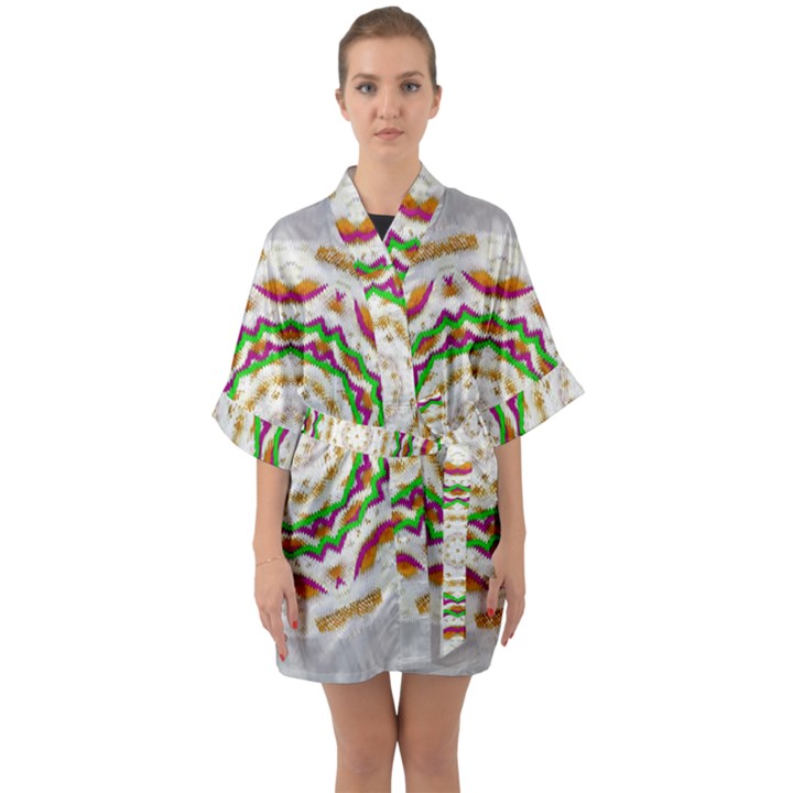 Fauna In Bohemian Midsummer Style Quarter Sleeve Kimono Robe