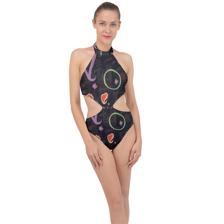 Hearts Halter Side Cut Swimsuit