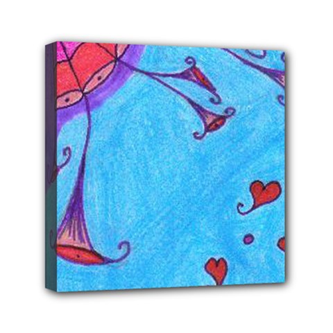 Hearts And Blue Mini Canvas 6  X 6  by snowwhitegirl