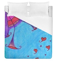 Hearts And Blue Duvet Cover (queen Size) by snowwhitegirl