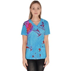 Hearts And Blue Scrub Top by snowwhitegirl