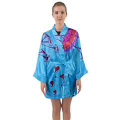 Hearts And Blue Long Sleeve Kimono Robe by snowwhitegirl