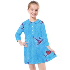 Hearts And Blue Kids  Quarter Sleeve Shirt Dress