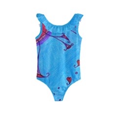 Hearts And Blue Kids  Frill Swimsuit