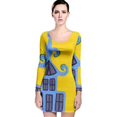 Blue House Long Sleeve Velvet Bodycon Dress