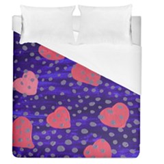 Underwater Pink Hearts Duvet Cover (queen Size) by snowwhitegirl