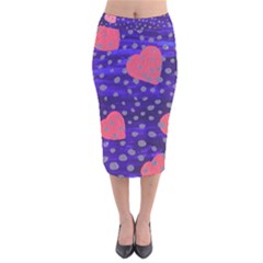 Underwater Pink Hearts Velvet Midi Pencil Skirt by snowwhitegirl