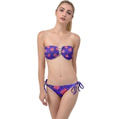 Underwater Pink Hearts Twist Bandeau Bikini Set