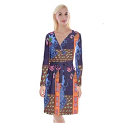 Jack In The Box Flower Long Sleeve Velvet Front Wrap Dress by snowwhitegirl