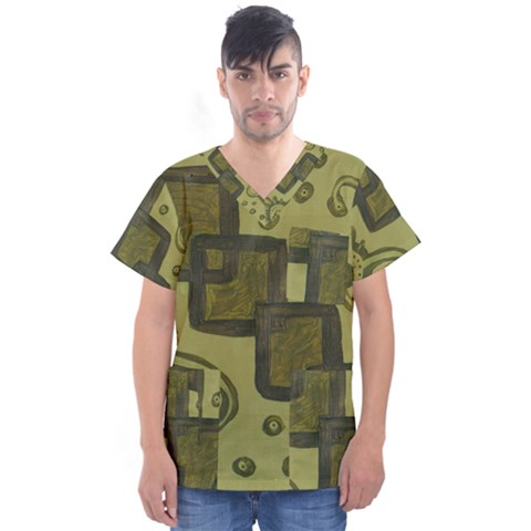 Four Squares Men s V-neck Scrub Top by snowwhitegirl