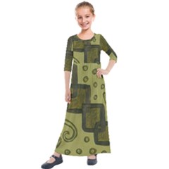 Four Squares Kids  Quarter Sleeve Maxi Dress by snowwhitegirl