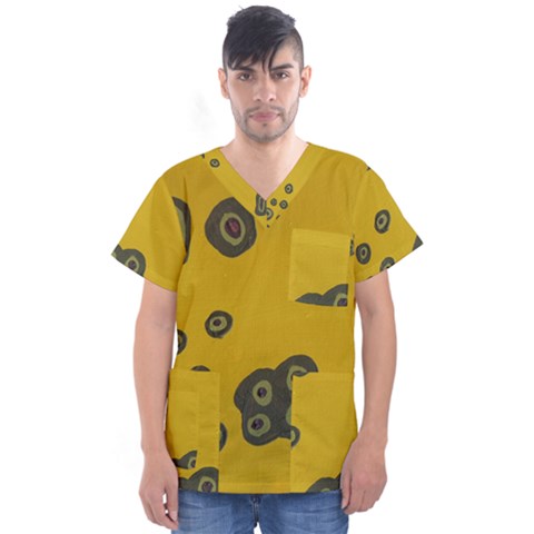 Peas Four Leaf Clover Men s V-neck Scrub Top by snowwhitegirl