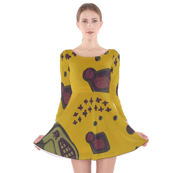 Hairdryer Easter Egg Long Sleeve Velvet Skater Dress