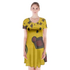 Hairdryer Easter Egg Short Sleeve V-neck Flare Dress by snowwhitegirl