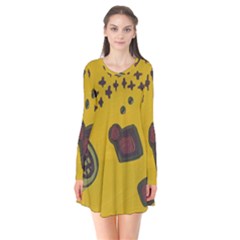 Hairdryer Easter Egg Long Sleeve V-neck Flare Dress by snowwhitegirl