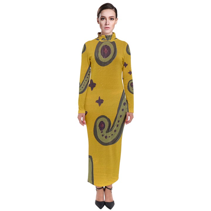 Indian Violin Turtleneck Maxi Dress